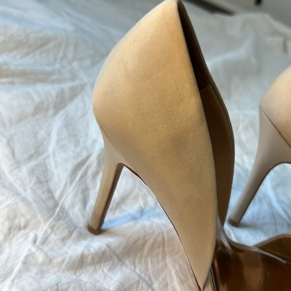Badgley Mischka Rhinestone Silk Peeptoe Shoes Heels Open Toe Summer Blush 8.5 - Picture 7 of 16